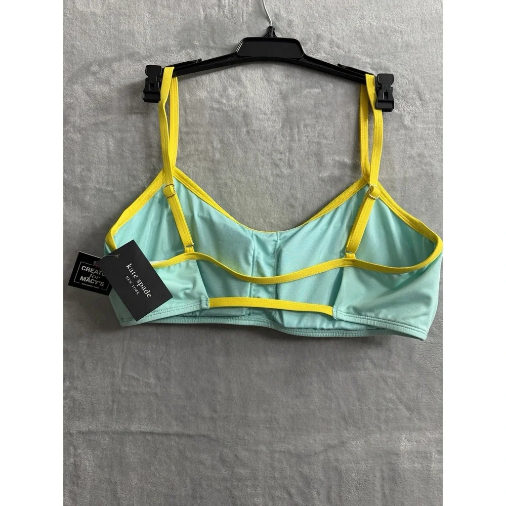 Kate Spade Womens‎ Contrast-Trim Bralette Bikini Top  Low Tide. Size L